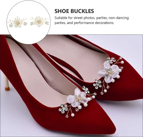 Vista 2 de Holibanna 1 par de hebilla de zapato decorativo flor zapatos accesorios para zapatos nupcial floral clip zapatos decoraciones elegantes zapatos