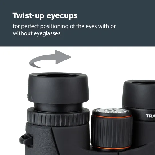 Vista 8 de Celestron 71401 TrailSeeker ED 8 x 32 prisma de techo binocular, lente multicapa de banda ancha completa, vidrio prisma BaK-4, negro