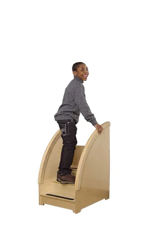 Vista 2 de Abilitations ab1003 Secure Paso no Slip Escaleras, 3 pasos, altura 60", Ancho 21", 21" longitud, madera natural