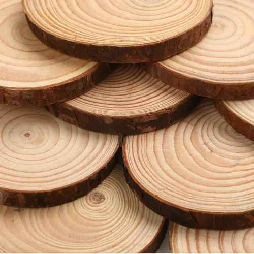 Vista 5 de Giegxin 15 piezas de rebanadas de madera sin terminar para centros de mesa, baby shower, boda, fiesta, centros de mesa, bosque, manualidades