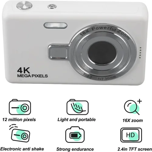 Vista 2 de Cámara digital para fotografía, 1080P, compatible con 64 GB expandible, cámara compacta para apuntar y disparar, zoom 16X, anti vibración, cámaras