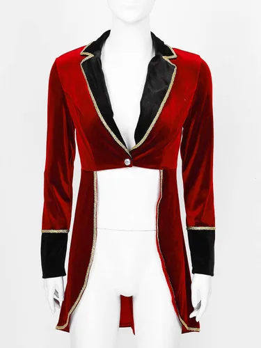 Vista 2 de Chaqueta de terciopelo para mujer, diseño de círculo, con solapa, para adultos