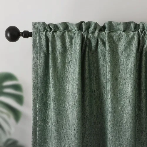Vista 26 de Joydeco Cortinas opacas de lino para dormitorio, con ojales de 90 pulgadas de largo, cortinas resistentes para sala de estar, cortinas con Verde