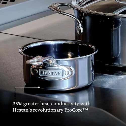 Vista 6 de Hestan - Colección NanoBond - Calentador de mantequilla de titanio de acero inoxidable, compatible con placa de inducción, 0.75 cuartos de galón