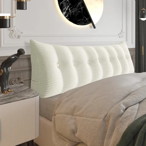 Vista 100 de Almohada de cabecera gruesa totalmente rellena tamaño Queen, cabecera acolchada suave y firme, soporte grande, triangular, almohada de cuña