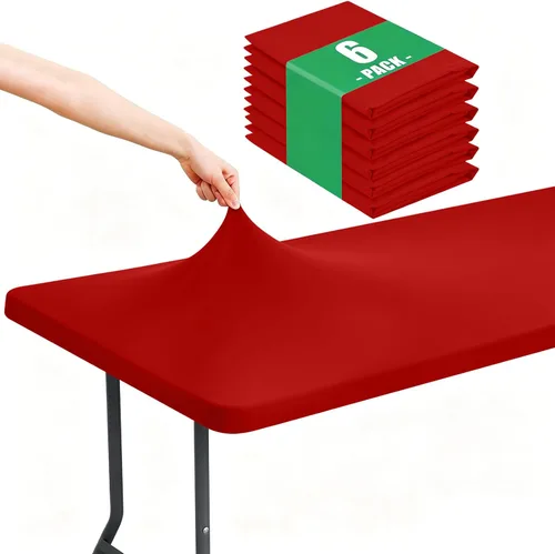 Vista 27 de Moosfor Paquete de 6 manteles cuadrados de elastano, manteles elásticos ajustables para pícnic, cubierta de mesa de patio elástica lavable para Negro