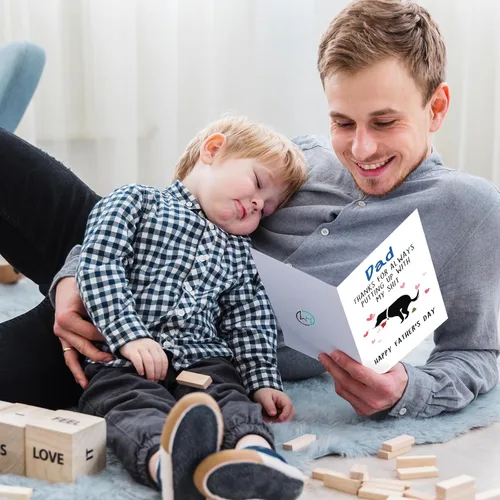 Vista 5 de Huameigf Tarjeta de regalo para el día del padre de parte del perro, linda tarjeta del día del padre de hijo hija, mejor papá perro, regalo