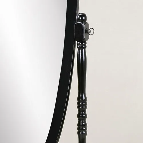 Vista 4 de Roundhill Furniture Espejo Cheval Tradicional Estilo Reina Ana de Madera para Piso, Negro