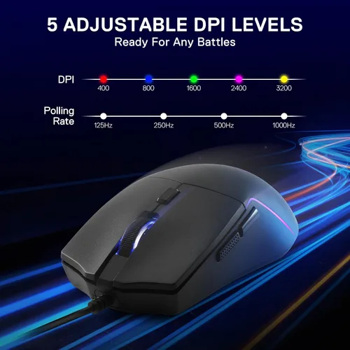 Vista 3 de Redragon M730 Ratón para juegos RGB con cable, 10000 DPI ligero ratón óptico con 6 botones programables, software compatible con carpetas de teclas