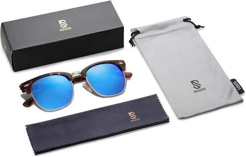 Vista 6 de SOJOS Retro Semi Rimless Polarized Sunglasses Horn Rimmed UV400 Glasses SJ5018
