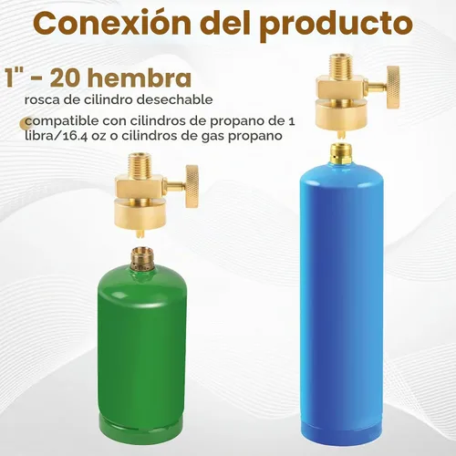 Vista 4 de Adaptador de recarga de tanque de propano de 1 lb para válvula de control
