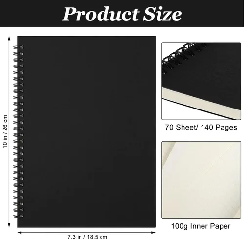 Vista 3 de Epakh Paquete de 6 cuadernos en espiral B5 a rayas, 70 hojas, 140 páginas, cuaderno encuadernado con alambre de 10.5 x 7.3 pulgadas, tapa dura, bloc