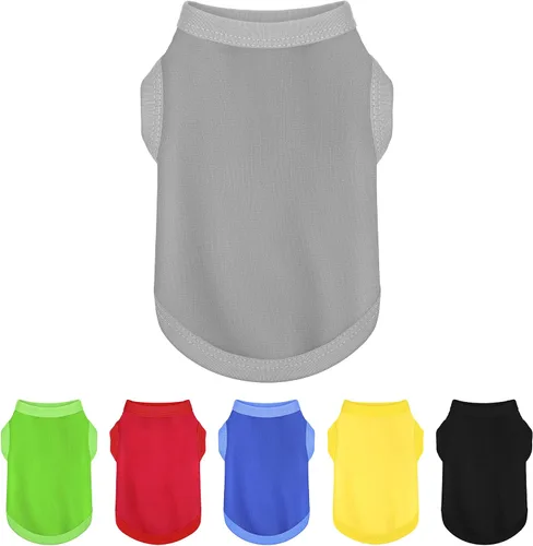 Vista 11 de Paiaite 6 piezas de camisa lisa para perro, camisas sin mangas de algodón para cachorros, ropa transpirable para mascotas, camiseta sin mangas