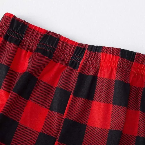 Vista 3 de ADJHDFH Pijamas de Navidad a juego para parejas, pijamas de Navidad familiares a juego para niños, trajes cálidos de Navidad con estampado a cuadros