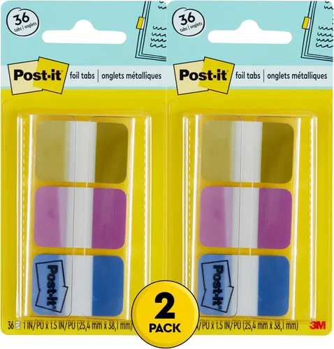 Vista 10 de Post-it Pestañas de aluminio, colores iridiscentes, 36 pestañas/paquete, 1 x 1.5 pulgadas (686-FLOPBT)