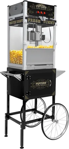 Vista 9 de Máquina para hacer palomitas de maíz Nyddle con hervidor de 8 onzas, fabrica hasta 32 tazas, máquina para palomitas en carrito, estilo vintage