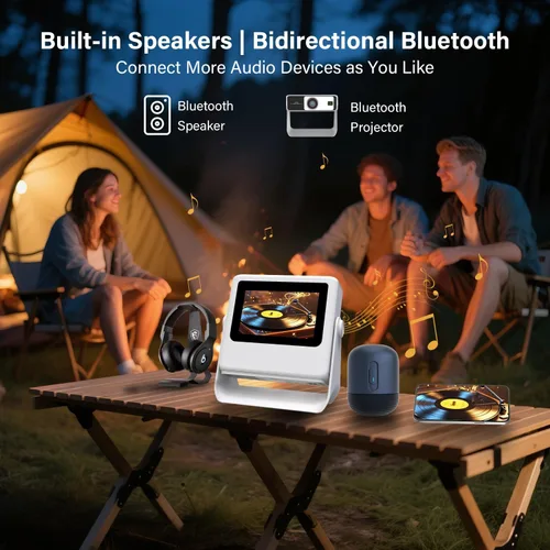 Vista 8 de Smart Projector【TouchScreen/Built-in APPs/Auto Focus Keystone】 4K Support with wifi and bluetooth Outdoor Projector, Dual-Screen Sync, for Home