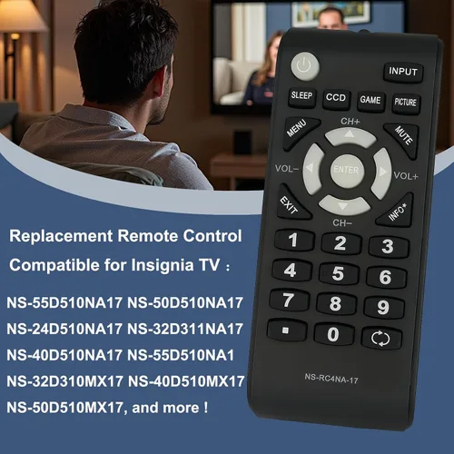 Vista 3 de Mando a distancia de repuesto compatible con Insignia TV NS-55D510NA17 NS-50D510NA17 NS-24D510NA17 NS-32D311NA17 NS-40D510NA17 NS-55D510NA17