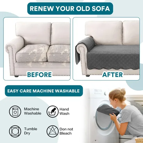 Vista 7 de Turquoize Fundas de sofá impermeables para perros, fundas protectoras para mascotas, fundas de sofá lavables con bolsillo lateral para sofá de 3