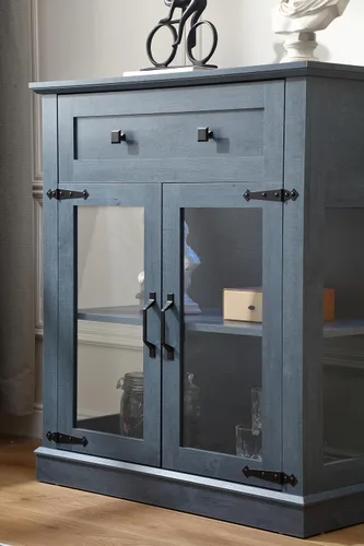 Vista 4 de FOREST GRAVITY Aparador moderno para buffet pequeño de 31.5' con almacenamiento, pequeño gabinete para barra de café con cajón y estante ajustable