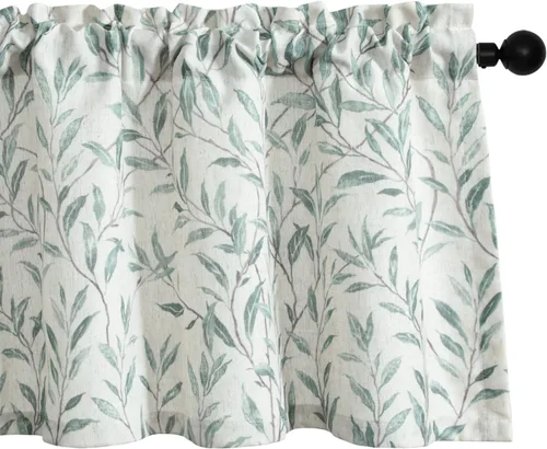 Vista 8 de VOGOL Cortinas de cenefa de jacquard dorado con diseño de flores de lujo para dormitorio, sala de estar, comedor, 52 x 14 pulgadas, 1 panel, negro