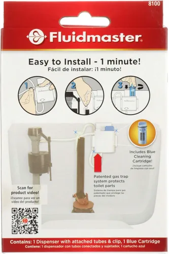 Vista 5 de Fluidmaster 8100 Flush 'n Sparkle Sistema automático de limpieza de inodoro con cartucho azul, versión mejorada