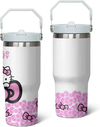 Vista 11 de Vaso para Adultos Botella de Agua Tazas de Doble Pared para Niños 20 oz Rosa Taza de Café Cosas de Gato Vaso Aislado Regalos para Niñas Mujeres
