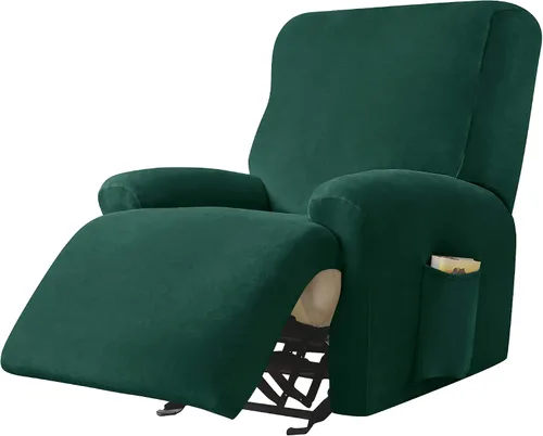 Vista 10 de CONRUSER Fundas para sillas reclinables, fundas elásticas de terciopelo de 4 piezas, funda para sofá individual, protector suave de muebles