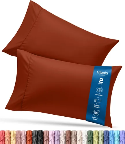 Vista 20 de Utopia Bedding - Juego de 2 fundas de almohada tamaño estándar, con cierre de sobre, tela de microfibra cepillada suave, resistentes al encogimiento