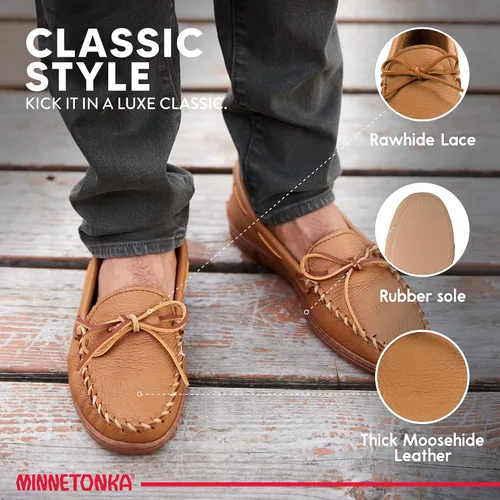 Vista 3 de Minnetonka Mocasines de cuero de piel de alce para hombre