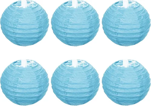 Vista 18 de PATIKIL Faroles de papel de 4 pulgadas, paquete de 6 pantallas redondas plegables para colgar para bodas, hogar, fiestas, festivales, celebraciones