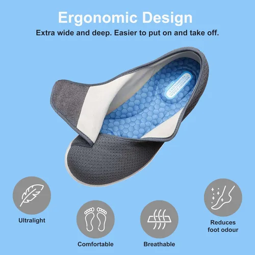Vista 5 de youyun Zapatos ortopédicos para mujer, zapatos deportivos de ajuste ancho para diabéticos, fascitis plantar y pies hinchados, ligeros, cómodos