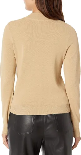 Vista 2 de The Drop Suéter con cuello alto falso de canalé Isaac para mujer