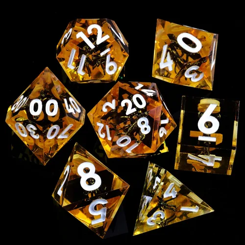Vista 15 de Mini Planet Poliédrico MTG Sharp Edge Liquid Core Dungeons and Dragons RPG Resina Hecho a Mano 7Pcs DND Juego de dados