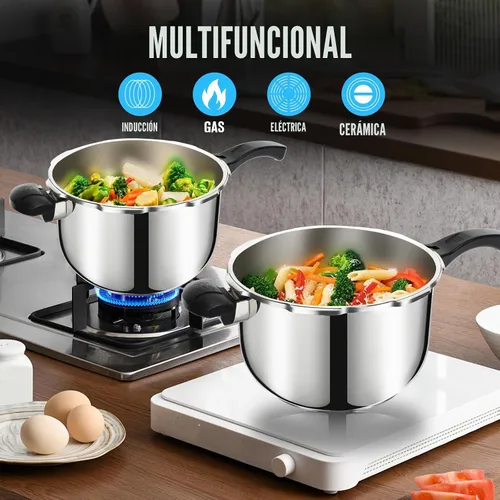 Vista 6 de Olla a Presión de Acero Inoxidable, Peterboo 3 Cuartos Compatible con Inducción Olla a Presión Pequeña Engrosada con Dispositivos de Protección