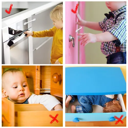 Vista 5 de Goodv Cerraduras para gabinete de seguridad para niños, paquete de 10 cierres a prueba de bebés para puerta de cajón, refrigerador, horno, asiento
