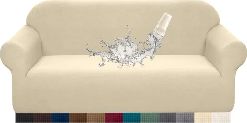 Vista 22 de Granbest Funda de Sofá Premium Repelente al Agua de Alta Elasticidad Funda Deslizable para Sofá de Tela Súper Suave (Beige, Grande)