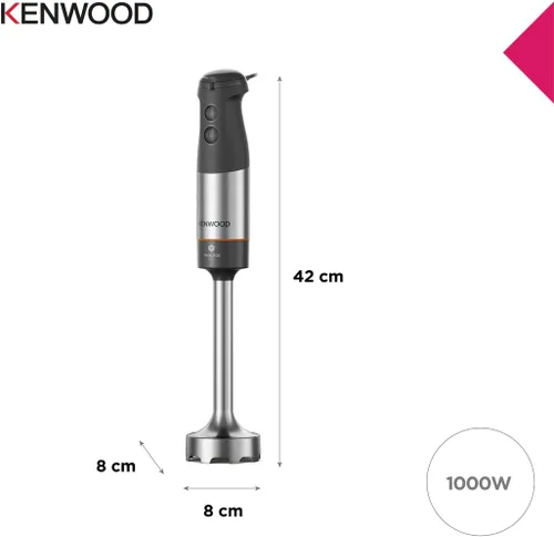 Vista 3 de Kenwood Triblade XL HBM60.307GY Batidora de mano con batidor, taza medidora, prensa de patatas y batidora, tecnología SureGrip, velocidad variable