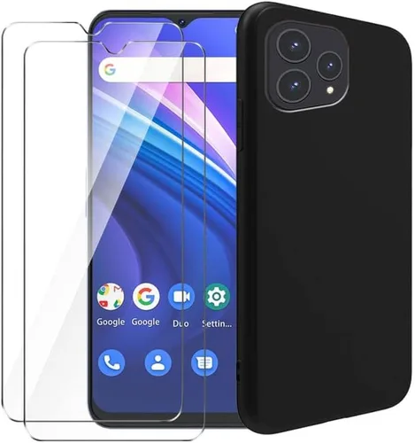 Vista 6 de Funda de silicona para Cubot P80, funda protectora de cuerpo completo suave y sedosa, a prueba de golpes, con forro de microfibra (negro)