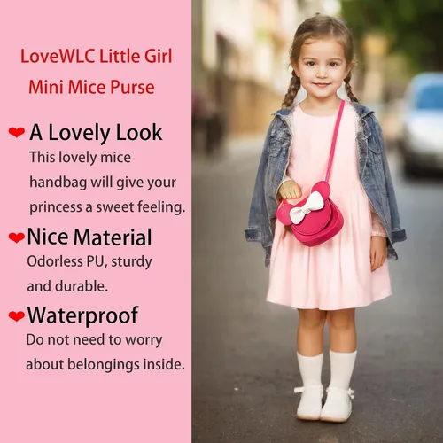 Vista 2 de LoveWLC Cartoon Little Mouse Ear Bow Kids Crossbody Purse,Adorable Mouse Purse
