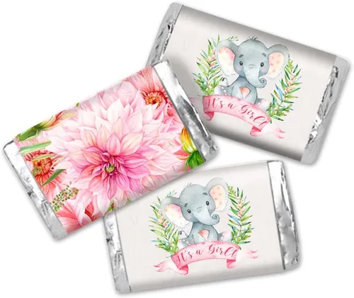 Vista 13 de Amanda Creation Acuarela Purple Cow Baby Shower Baby Shower Mini Chocolate Candy Bar Wrappers Wrappers Envoltura de 45 etiquetas envolventes de 1.4