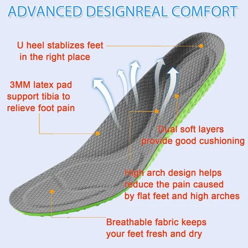 Vista 2 de Plantillas de zapatos para hombres y mujeres, plantillas de espuma viscoelástica, cómodas plantillas de zapatos deportivos para absorción de golpes