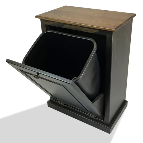 Vista 15 de Peaceful Classics Gabinete de basura – Armario escondido hecho a mano para botes de basura – Papelera decorativa para baño, papelera de oficina