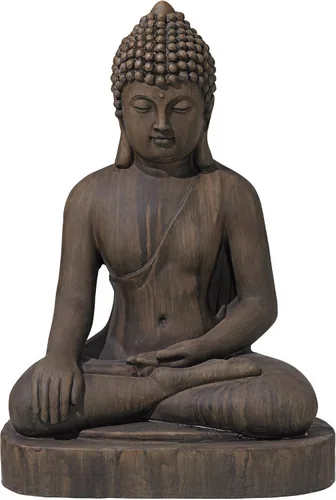 Vista 11 de John Timberland - Estatua de Buda sentado. Escultura Zen. Decoración de jardín asiático japonés para exteriores. Porche delantero, patio, jardín