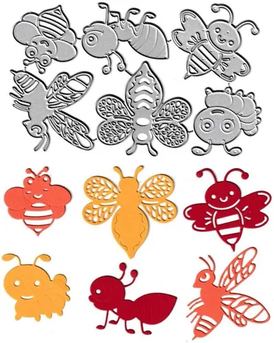 Vista 9 de 2 troqueles de corte Honeycom, 5 piezas de abejas dulce miel troqueladas de metal para plantillas de plantillas para tarjetas de álbumes de recortes