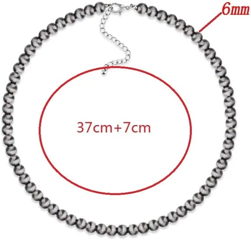 Vista 3 de Joyería de turquesa occidental, collar de perlas Navajo para mujer, collar occidental, collar con dije de cuentas de vaquera, estilo bohemio