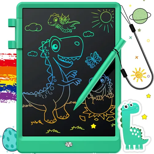 Vista 9 de FLUESTON Tableta de escritura LCD para niños, tablero de garabatos de 10 pulgadas, almohadilla de dibujo colorida para niños pequeños, juguetes Rosa