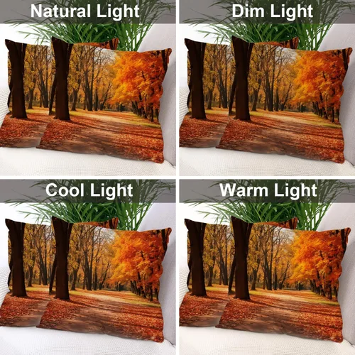 Vista 7 de Batmerry Autumn Forest Throw Pillow Covers, Yellow Orange Foliage in Fall Park Decorative Pillow Covers Digital Printing Blended for Couch Sofa Bed