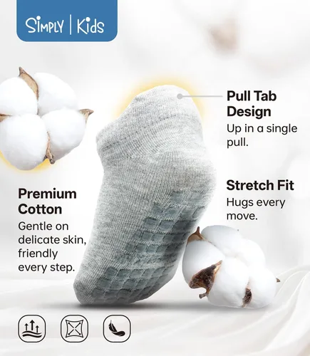 Vista 4 de Simply Kids Calcetines tobilleros antideslizantes para bebé (9 pares), agarre superior, algodón suave, para niñas y niños activos (de 0 a 7 años)