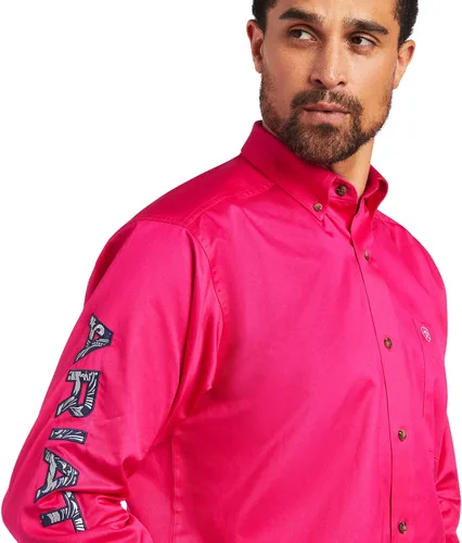 Vista 4 de ARIAT Camisa de sarga con logotipo del equipo para hombre Negro